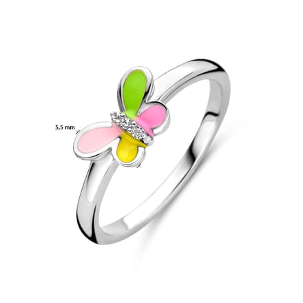 Gerhodineerd Zilver Ring Vlinder Met Zirkonia 1337752