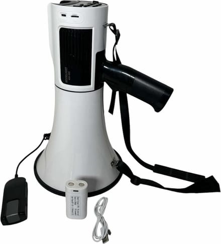 Megafoon 85W Bluetooth – Opnamefunctie, Sirene, MP3, USB – Oplaadbaar
