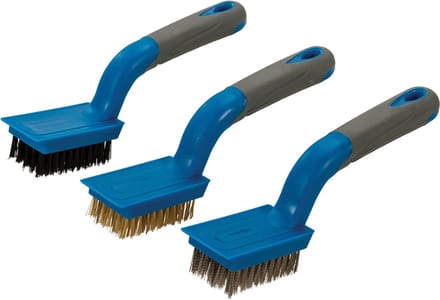 Silverline Borstelset - Nylon, messing en RVS - Soft-grip - 190 mm - 3-delig