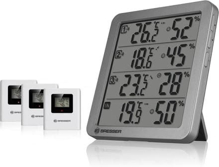 Thermo Hygrometer Set met 3 Draadloze Sensoren voor Temperatuur en Vochtigheid