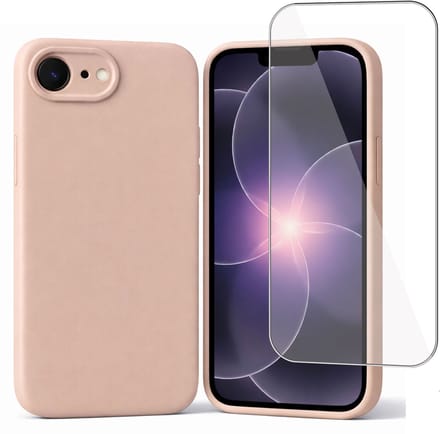 ChiGuard Hoesje & Screenprotector geschikt voor iPhone 17e – Gehard Glas Cover - Case - Roze