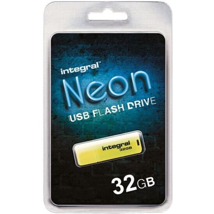 Usb stick 2.0 integral neon usb-a 32gb geel