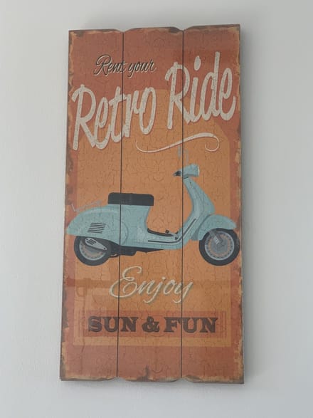 Wandbord Vespa "Rent Your Retro Ride"
