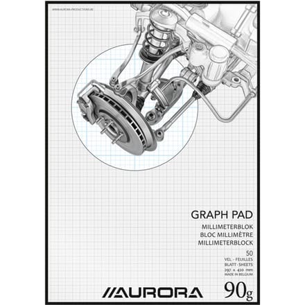 Aurora Millimeterpapier - A3 - Blauw geruit - 90g - 50 vel