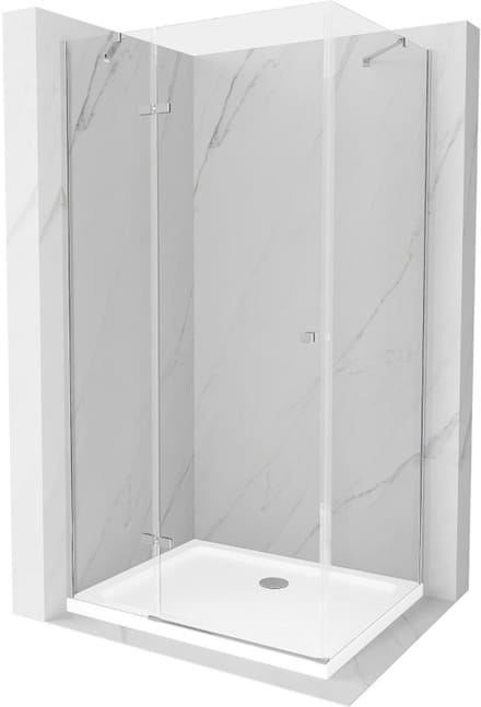 Mexen Roma draaideur douchecabine 80 x 70 , transparant, chroom + Flat douchebak - 854-080-070-01-00-4010