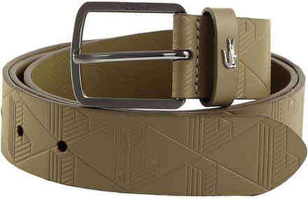 LACOSTE Leren Riem Monogramme Embossed Belt W100 Roasted Cashew Beige