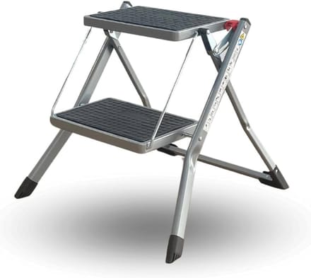 Compacte Vouwladder met 2 Treden - Antislip en Automatische Vergrendeling - Stevig en Draagbaar