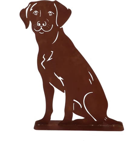 Tuinbeeld hond roest staal