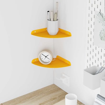 vidaXL - Hoek - Plank - 2 - st - Mosterdgeel - 18 - x - 18 - x - 2 - cm