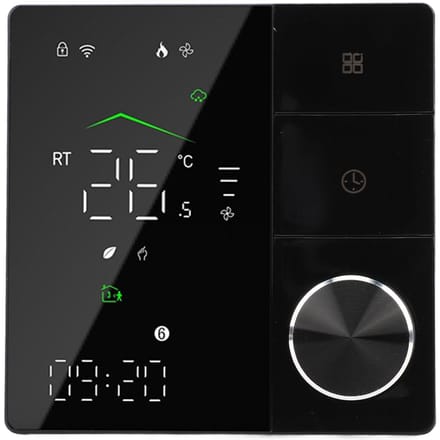 Elektrische Verwarming Huis Programmeerbare Thermostaat Spraak- en APP-bediening Touchscreen WiFi Smart black