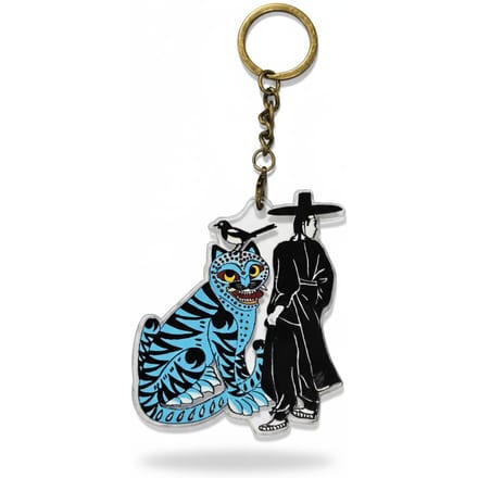 Seonbi en Blauwe tijger met ekster Acryl sleutelhanger black