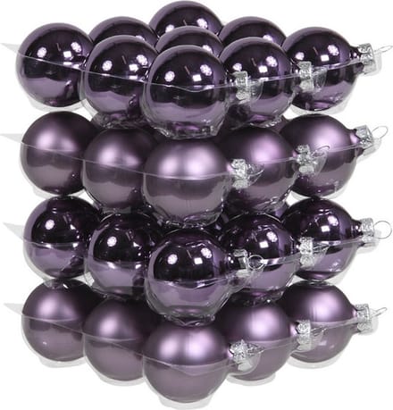 36x Paarse glazen kerstballen 4 cm - mat/glans - Kerstboomversiering paars