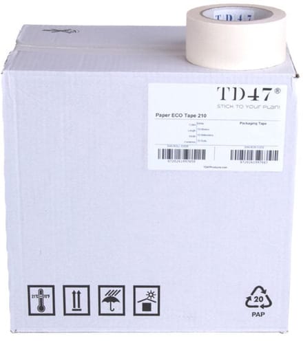 TD47 Verpakkingstape Papier 50mm x 50m Wit (Doos 36 rollen)