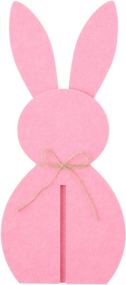 J-Line decoratie Konijn - vilt - roze - medium