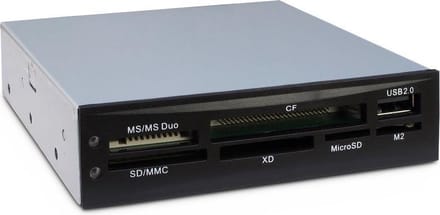 Inter-Tech CI-02 | Interne geheugenkaartlezer | USB 2.0 | 3.5 bay | Ondersteunt CF, SD, microSD, MS, xD | Zwart