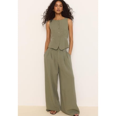 Stradivarius Rustieke verstelbare super wide broek  Kaki 34