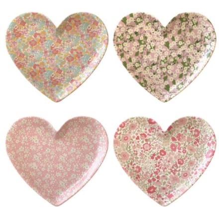 Meri meri x liberty set van herbruikbare borden heart, 4 stuks