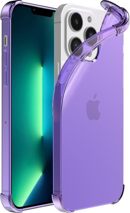 Smartphonica iPhone 13 Pro Max transparant shockproof siliconen hoesje met stootrand - Paars geschikt voor iPhone 13 Pro Max