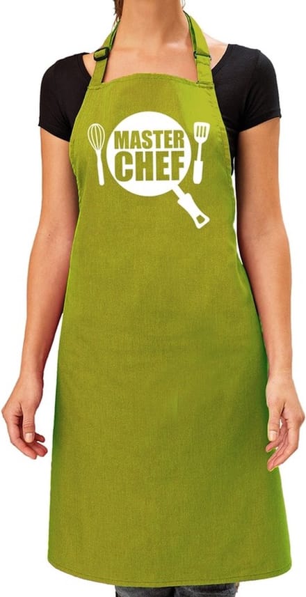 Master chef barbeque schort / keukenschort lime groen voor dames - bbq schorten