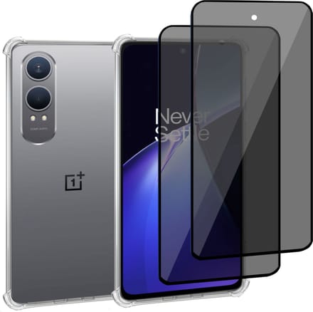 Geschikt voor OnePlus Nord CE4 Lite - Hoesje + 2x Screenprotector – Gehard Glas Cover + Shock Proof Case - Transparant