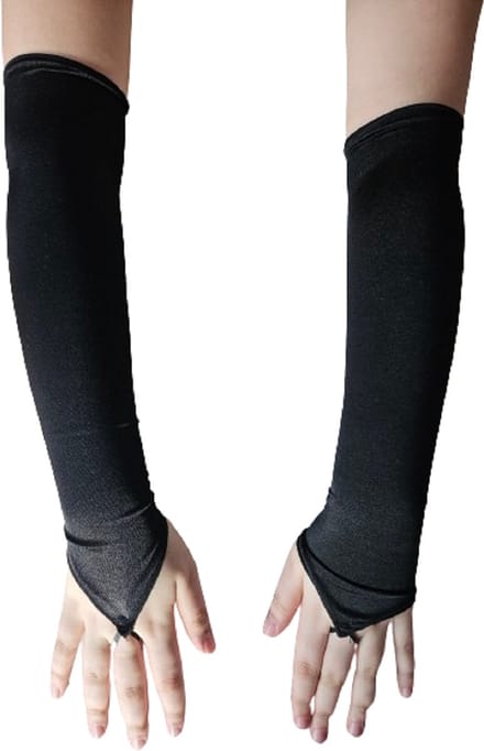 BamBella® Vingerloos satijn handschoenen - One Size - Zwart