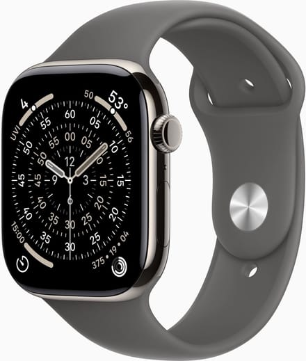 Apple Watch 11 - Wifi + 5G - 46mm - Natural Titanium Case with Stone Grey Sport Band - S/M