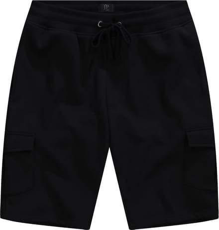 JP 1880 - Heren - Sweat-cargobermuda elastische tailleband cargozakken - Zwart - Maat L