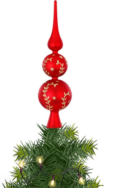 Inge Christmas Goodz kerstboom piek gedecoreerd - rood - glas - 31 cm