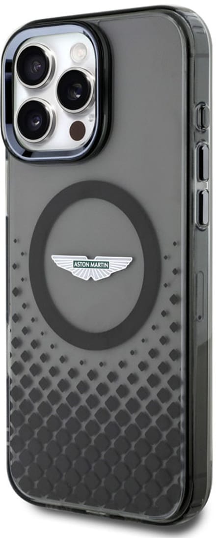 Aston Martin iPhone 16 Pro Max Backcover hoesje - Magsafe - IML Metal Gradient Squares - Zwart