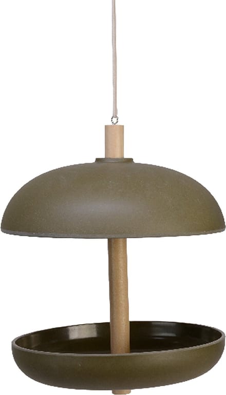 Decoris Vogel voedersilo hangend - bamboe hout - donkergroen - 21 x 25 cm