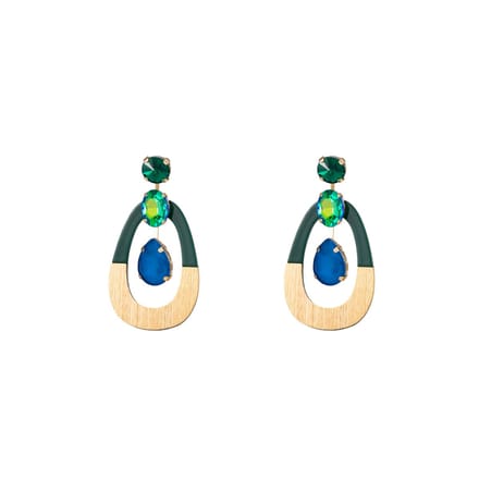 Go Dutch Label Oorknoppen gold dip ovaal Groen