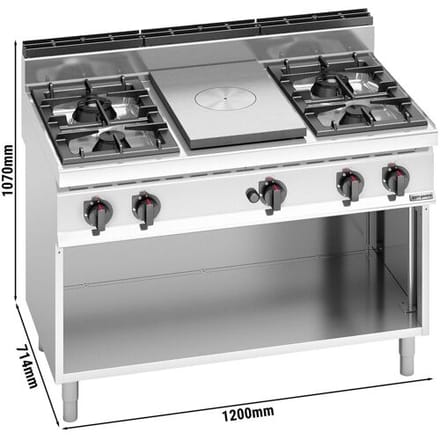 GGM Gastro Glühplatte & Gasherd - 28 kW - 4 Brenner Zilver