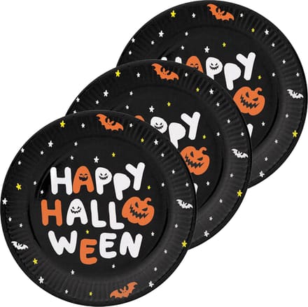 Folat Halloween thema feest bord - 18x - pompoen print - papier - D23 cm
