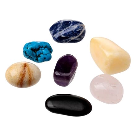 Mini-set van 7 Chakra Stenen in jute zakje