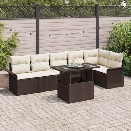 vidaXL Tuin Sofa Set 7 st Bruin poly rattan