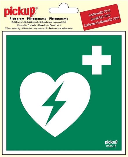 Pickup Pictogram 15x15 cm - AED - conform ISO 7010