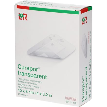 Curapor Transparant eilandpleister 10 x 8 cm 25 stuks