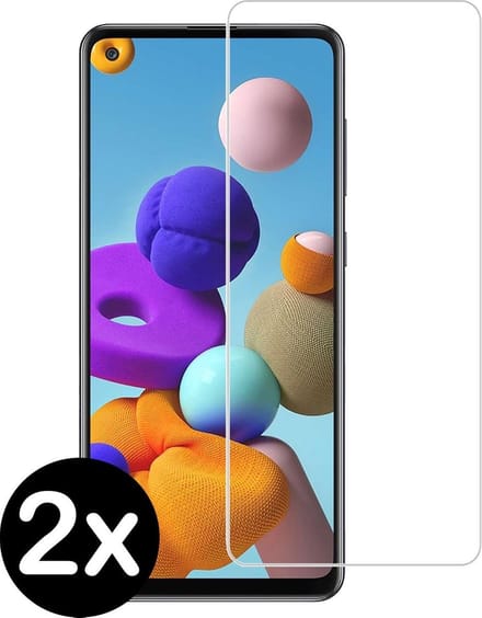 Screenprotector - 2 Stuks - Geschikt voor Samsung Galaxy A21s - Extra Sterk - Beschermglas - Gehard Glas - Tempered Glass - Screen Protector