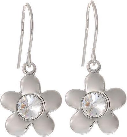 Behave - Oorhangers dames bloemvormig - Glaskristal trend - Zilverkleur