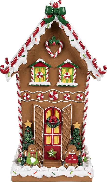 Clayre & Eef Gingerbread house 18x14x31 cm Bruin Kunststof