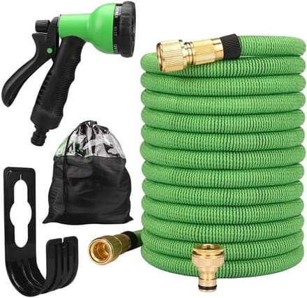 Tuinslang - Waterleiding - Tuin besproeien - Dubbele metalen connector - 15 meter - Groen