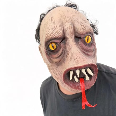 Masque d'horreur monstre langue tirée One size fits all adults beige