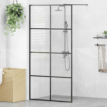 vidaXL - Inloopdouchewand - 100x195 - cm - ESG-glas - transparant - en - zwart
