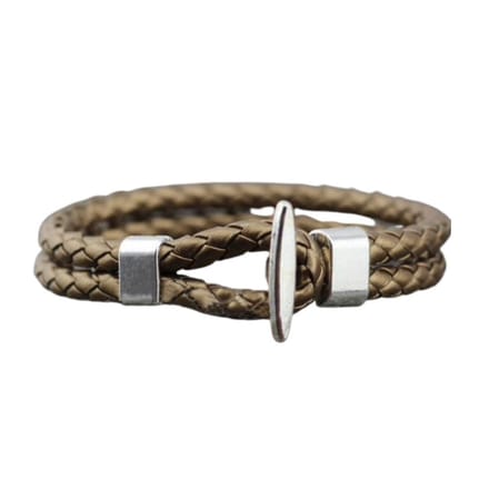 Marama - armband goudkleurig leer Braided - 21 cm - unisex