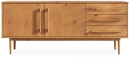 Sideboard TECCA 170 cm met 2 deuren en 3 lades van massief hout – eikenhouten afwerking