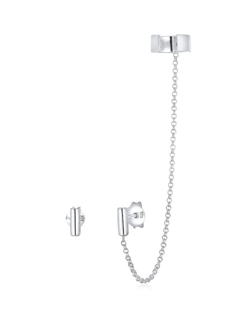 Elli Oorbellen Earcuff asymmetrisch minimal geo 925 zilver