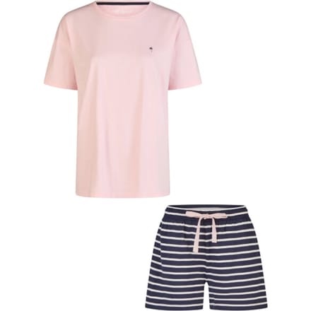 By Louise Dames Korte Pyjama Set Shortama Roze/Donkerblauw - Maat M