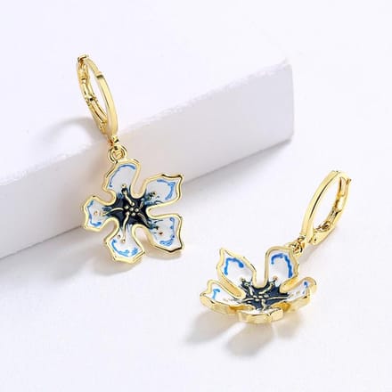 Nieuwe Elegante Camellia Bruids Sieraden Set Dames Oorbellen Tuinstijl Emaille Trouwring white