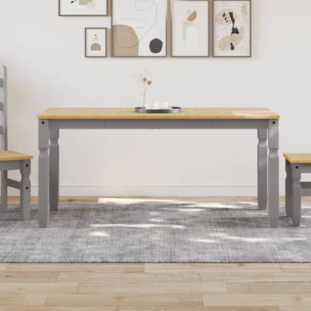 vidaXL - Eettafel - Corona - 160x80x75 - cm - massief - grenenhout - grijs