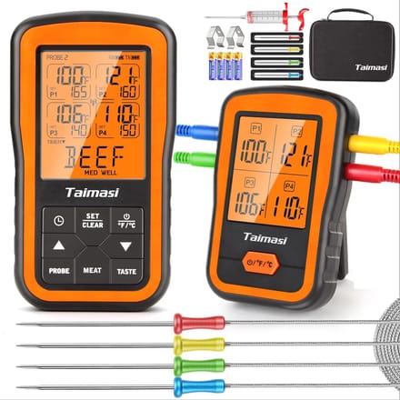 Draadloze digitale vleesthermometer met 4 sondes voor grillen, BBQ en koken